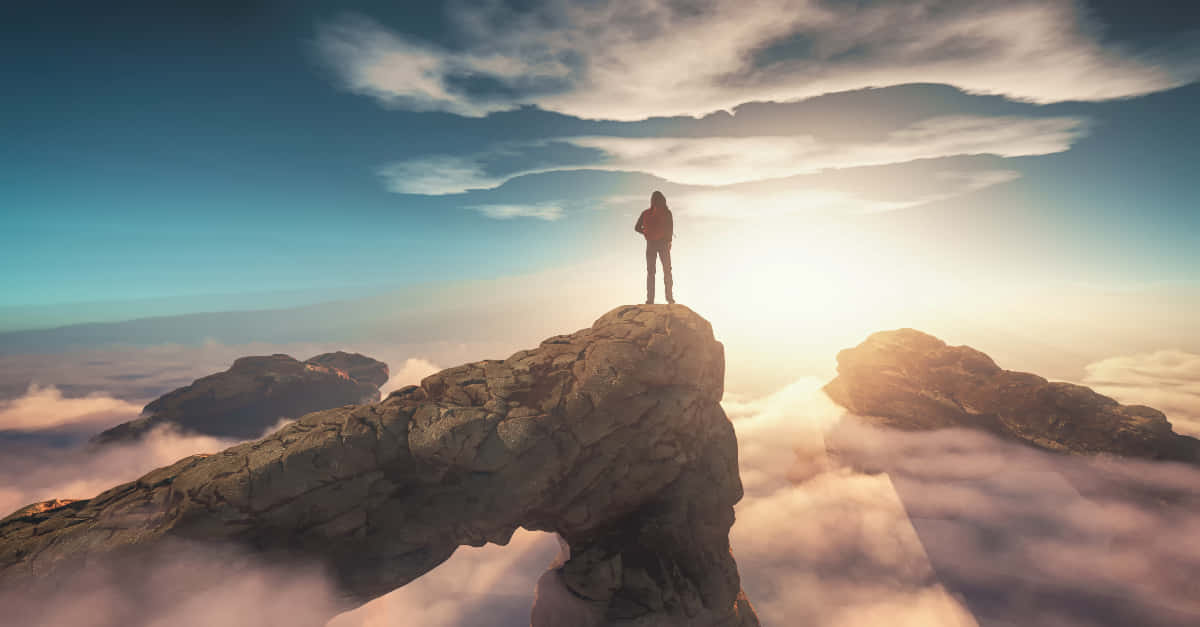Steadfast Explorer Above Clouds Background