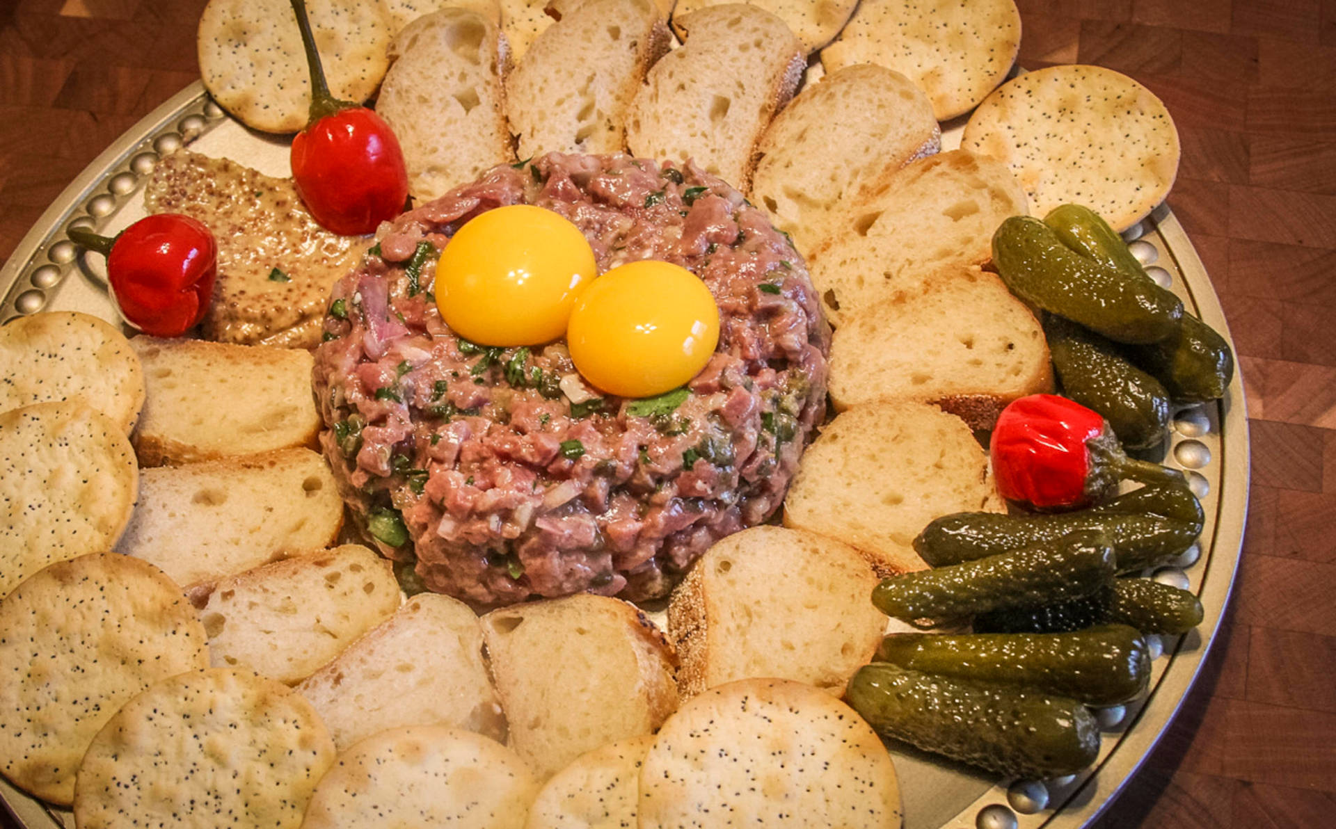 Steak Tartare With Bread Background