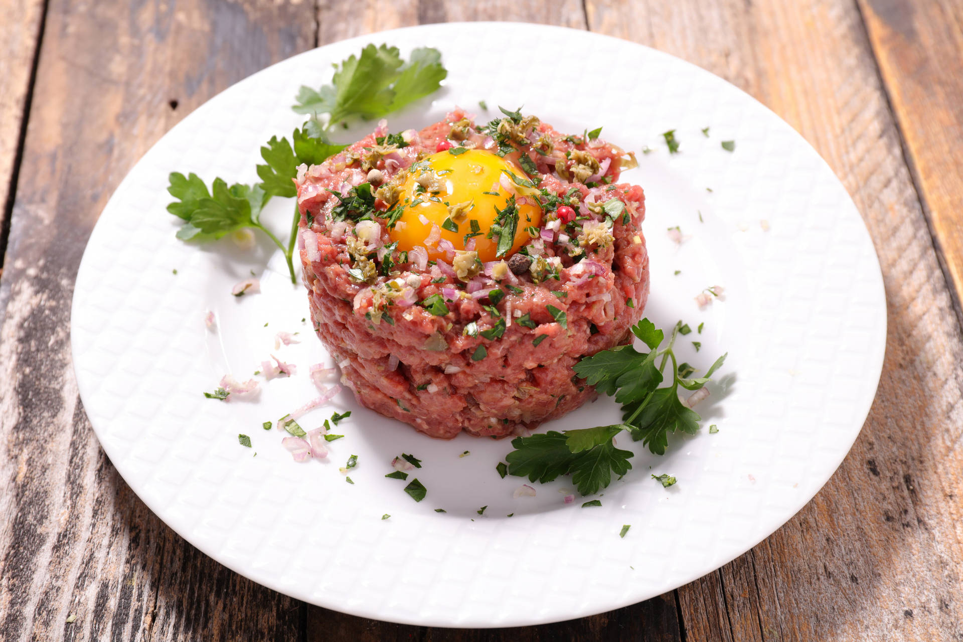 Steak Tartare With Herbs Background