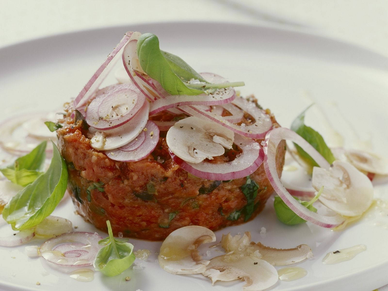 Steak Tartare With Onion Background