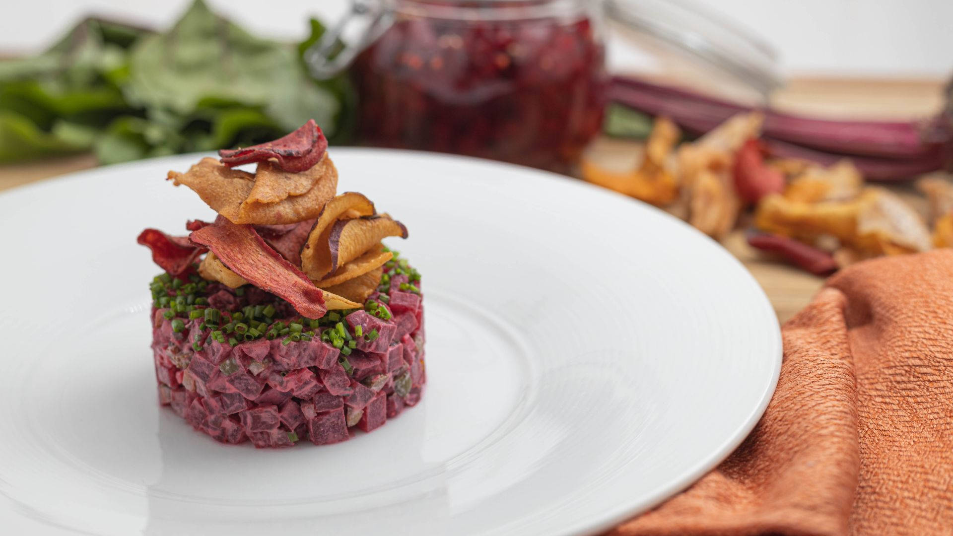 Steak Tartare With Potatoes Background