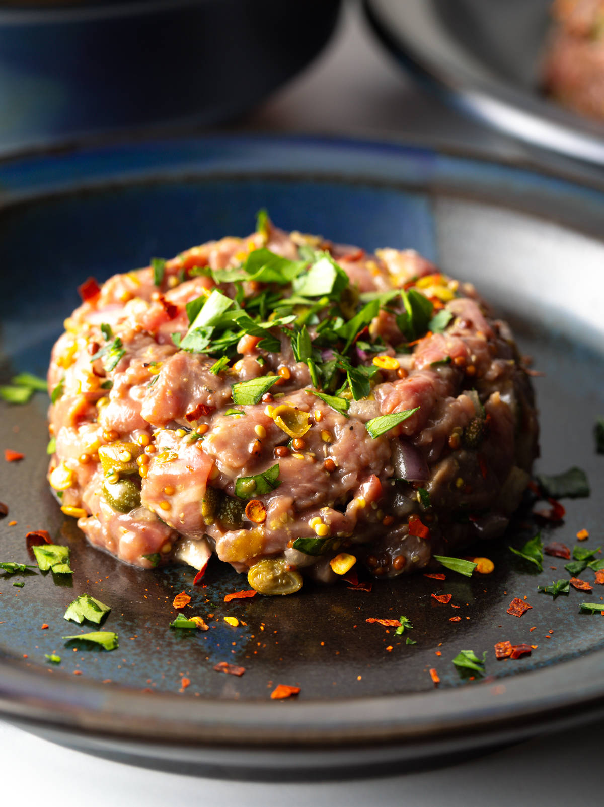 Steak Tartare With Spices Background