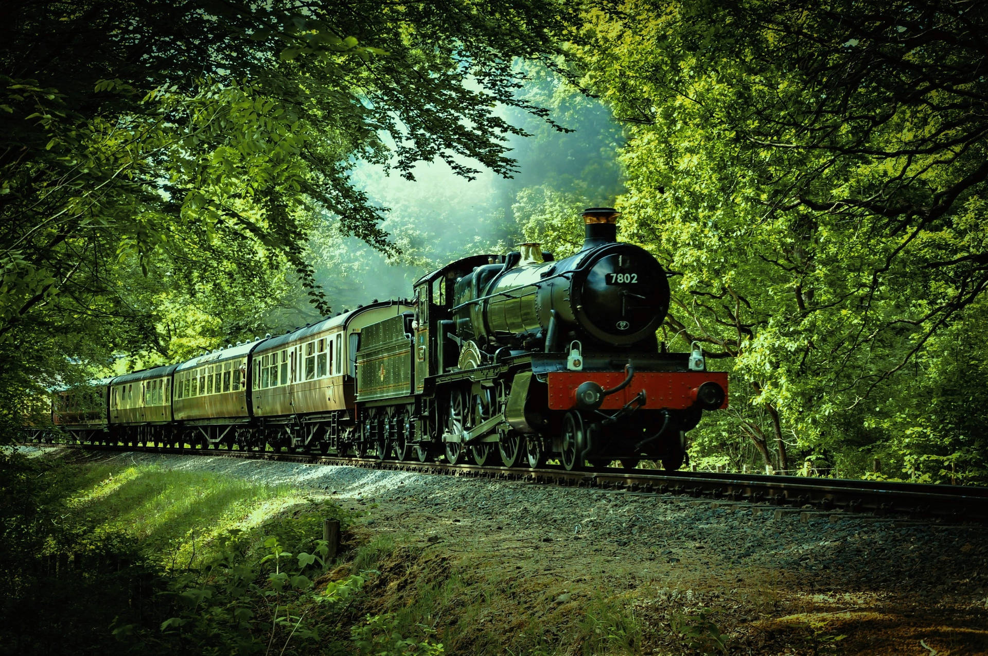 Steam Engine In Severn England Background