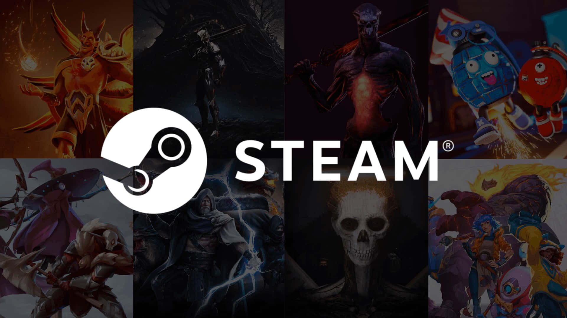 Steam Gaming Platform Collage Background