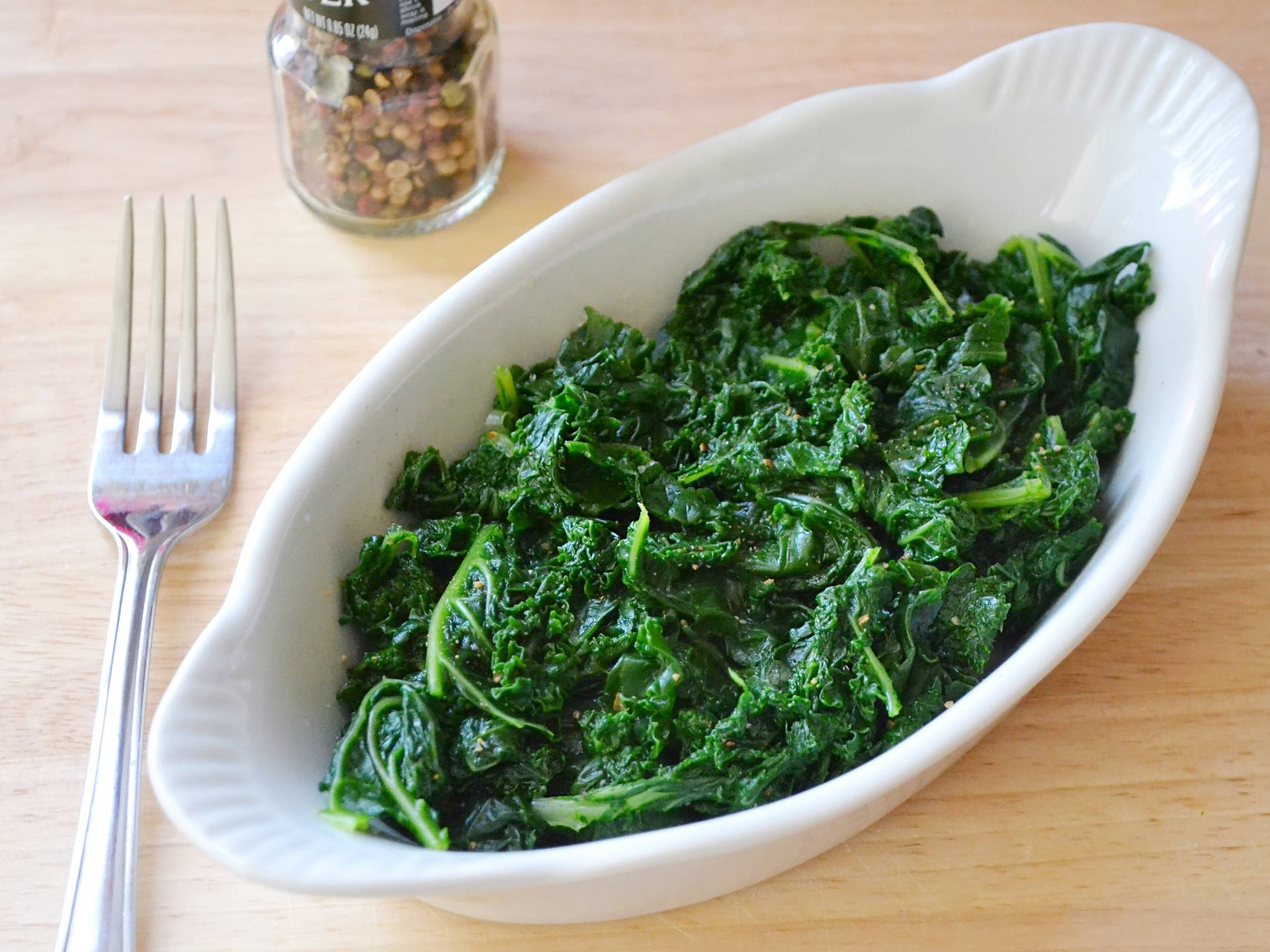 Steamed Kale Dish Background