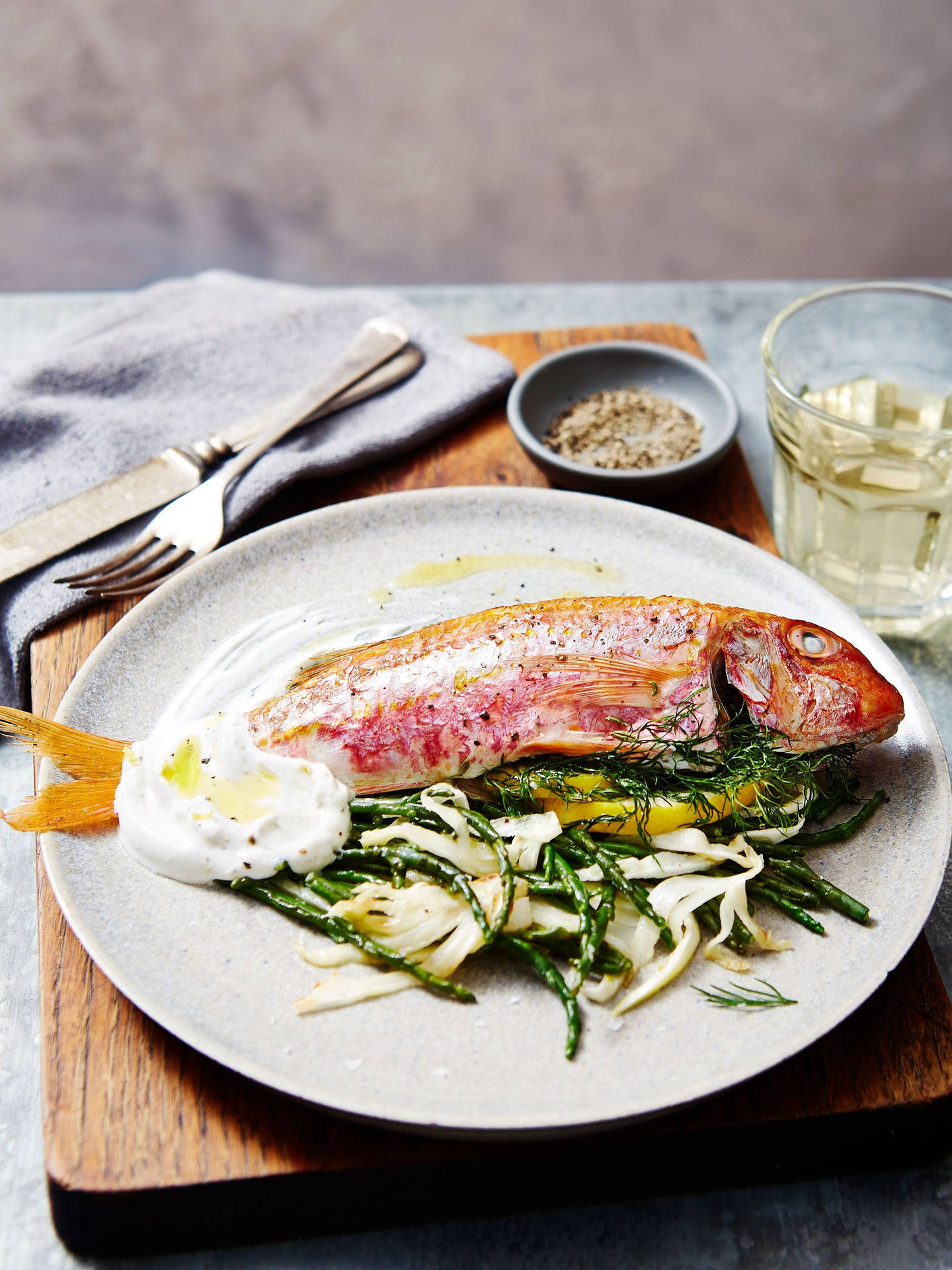 Steamed Red Mullet With Poached Egg Background