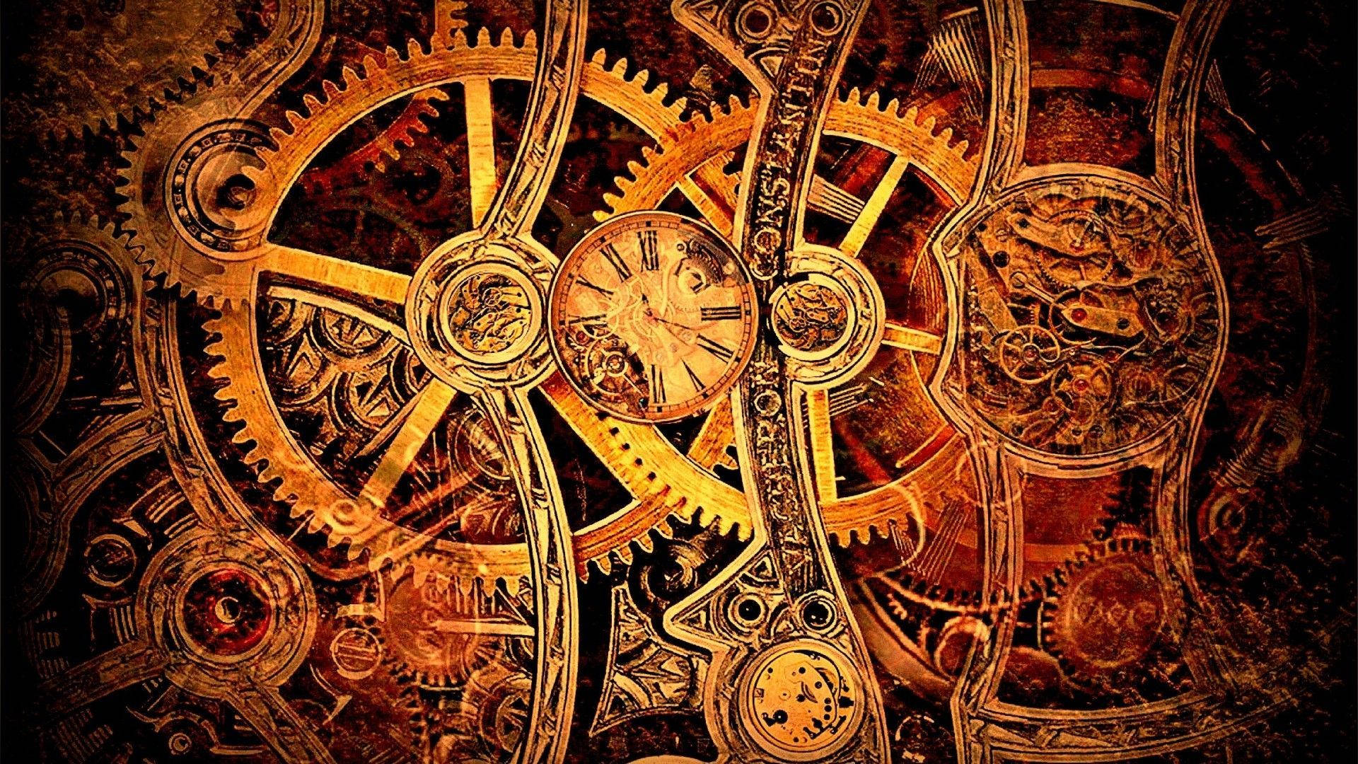 Steampunk Clock Telling Time