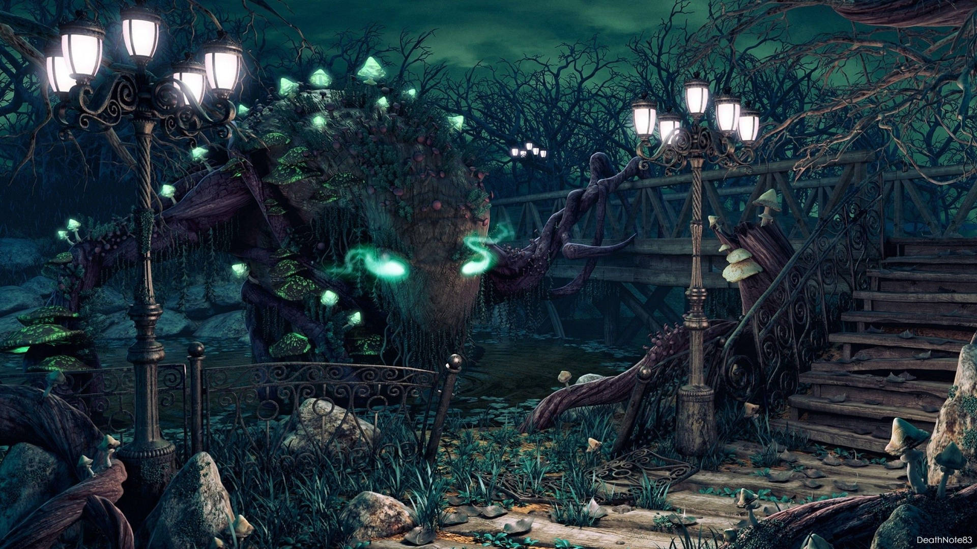 Steampunk Fantasy Bridge Background