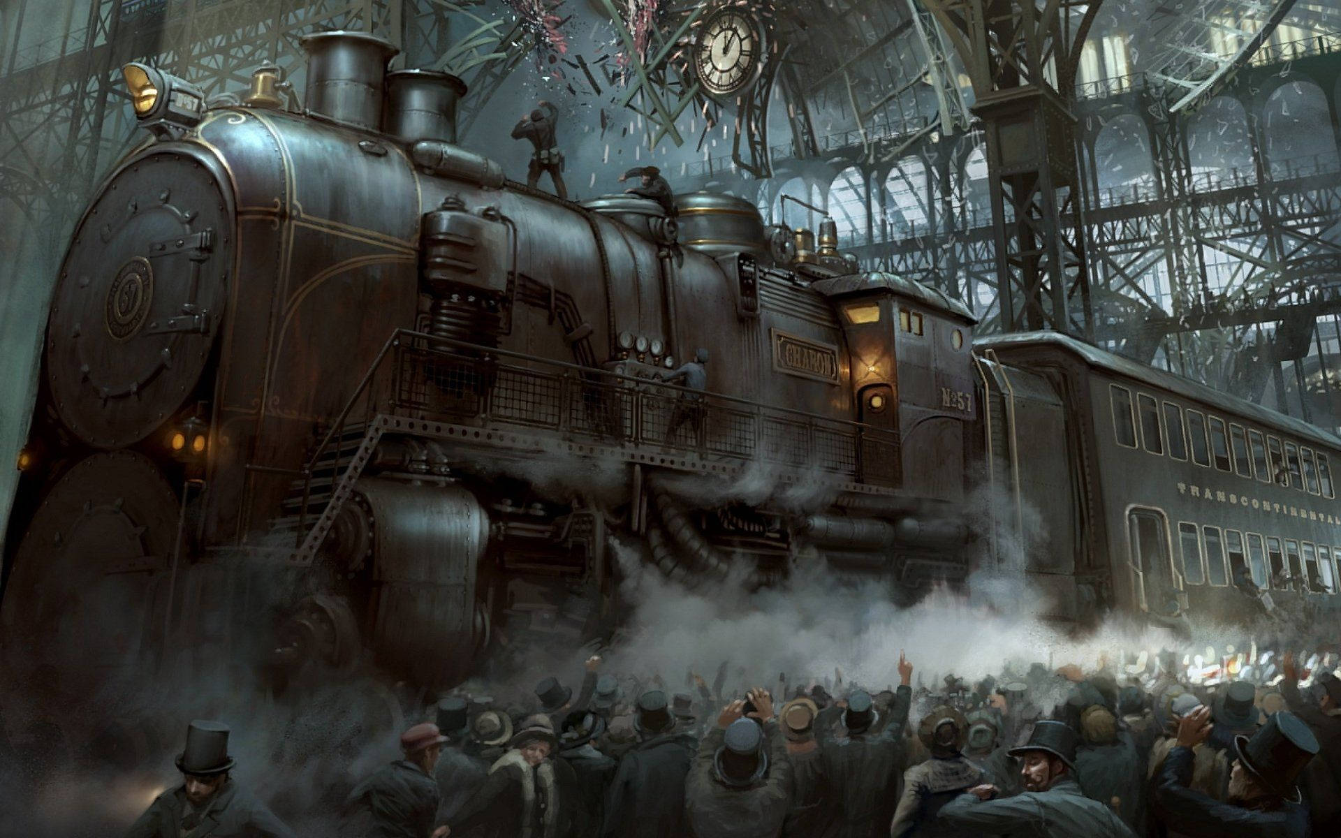 Steampunk Steam-powered Train Background