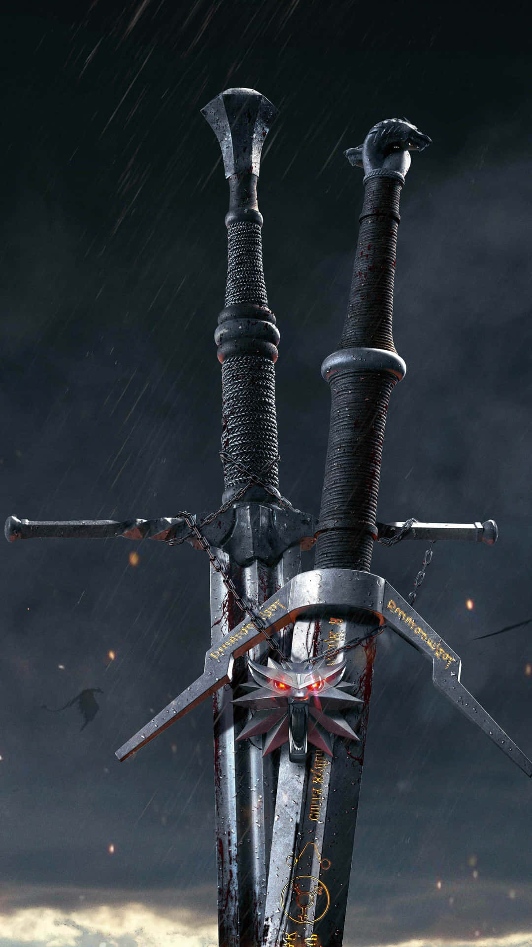 Steel Swords With Medallion Witcher 3 Phone Background