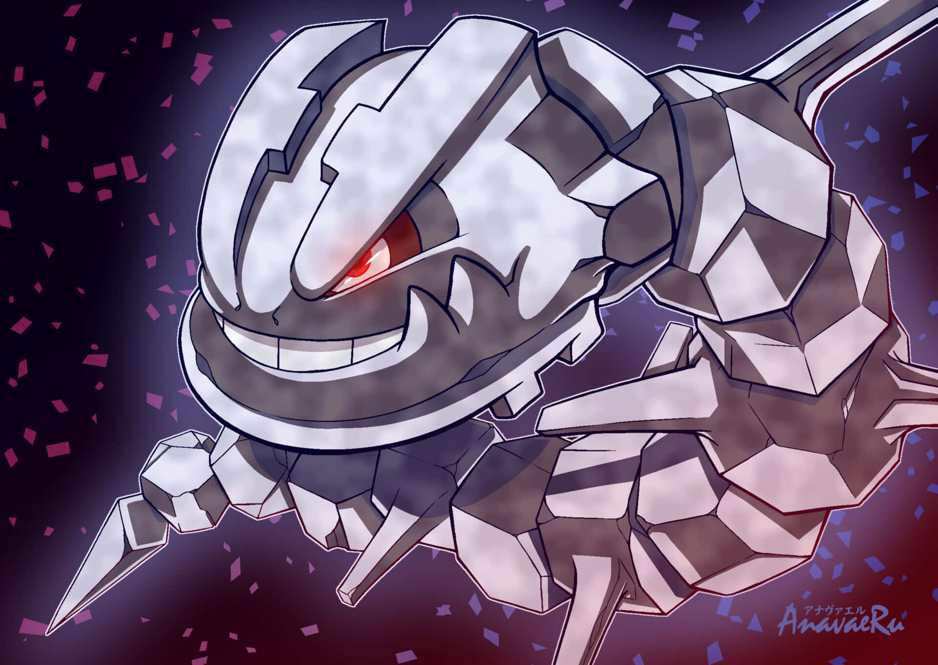 Steelix Glowing Red Background