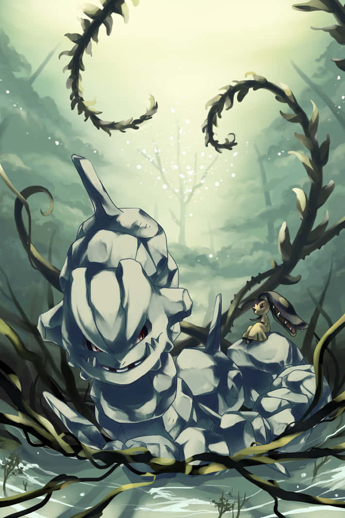 Steelix Underwater With Mawile Background