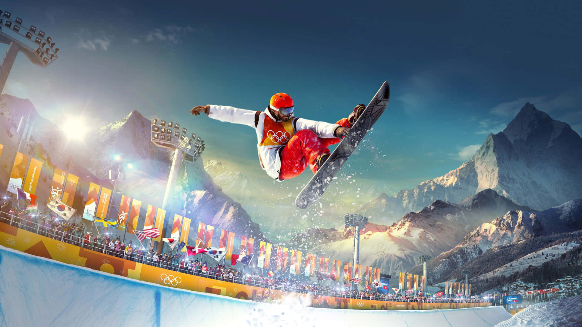 Steep Ice Skiing In Arena Background