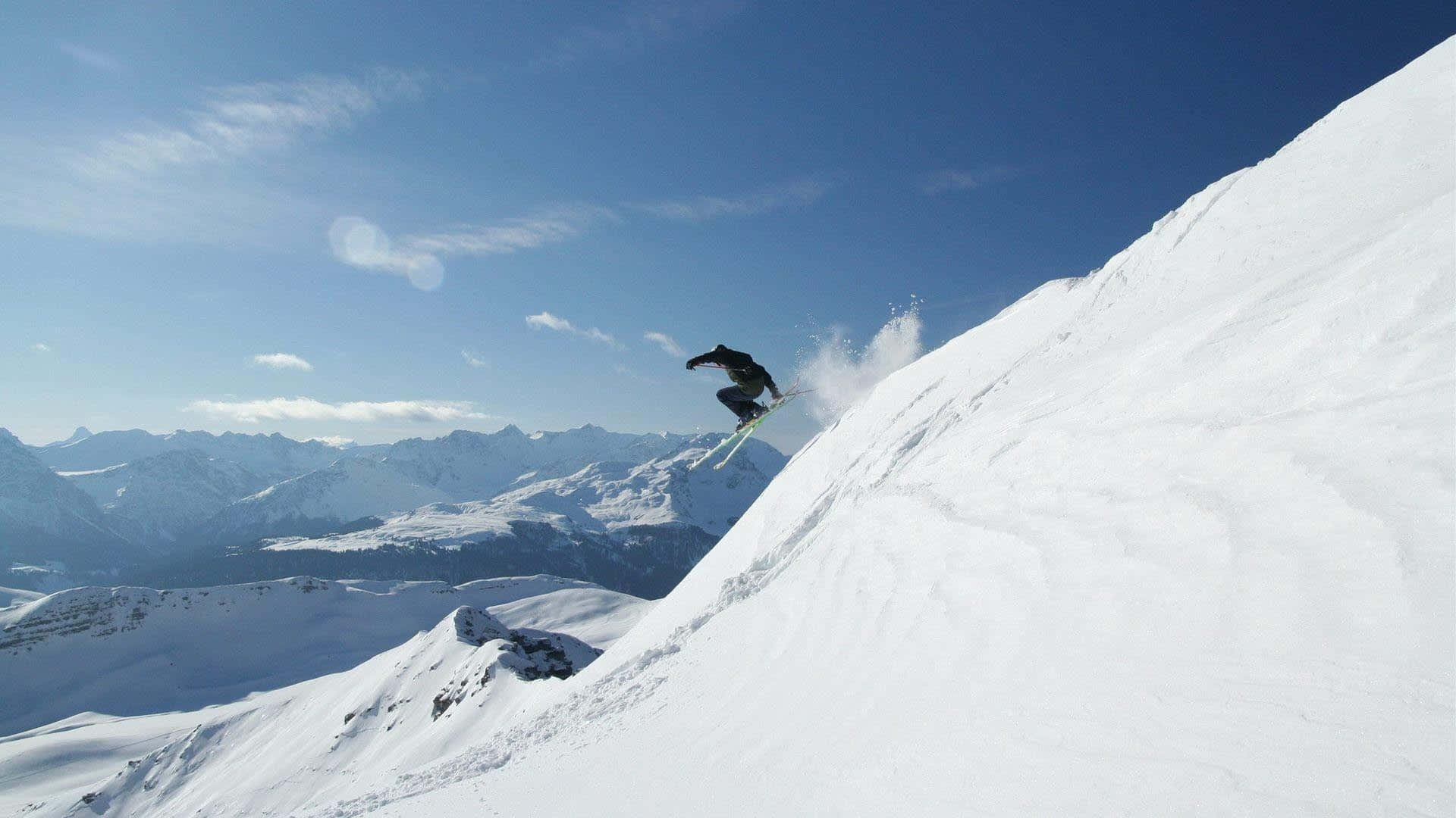 Steep Mountain Skiing Trick Background