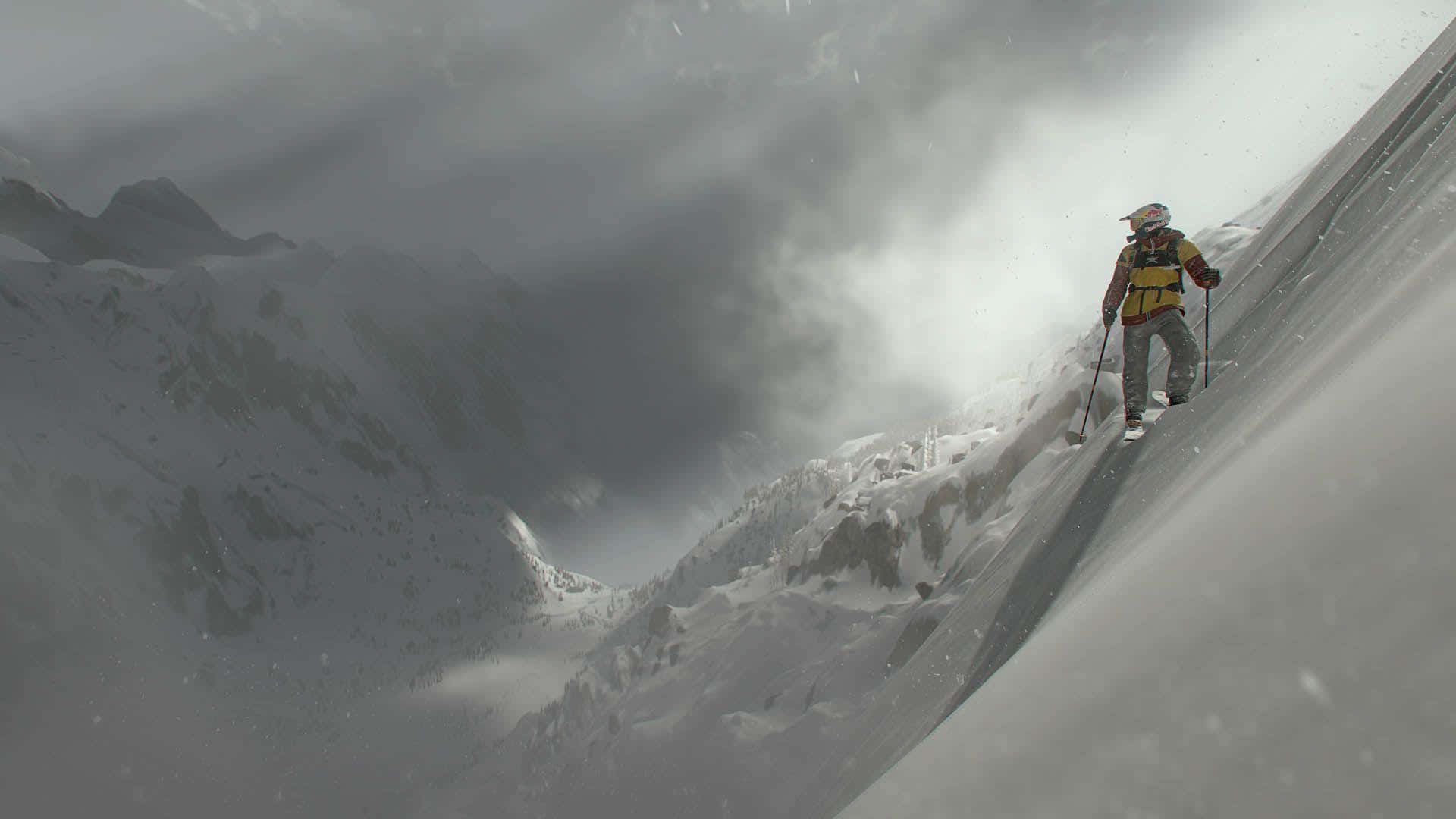Steep Mountain Slope Skiing Background
