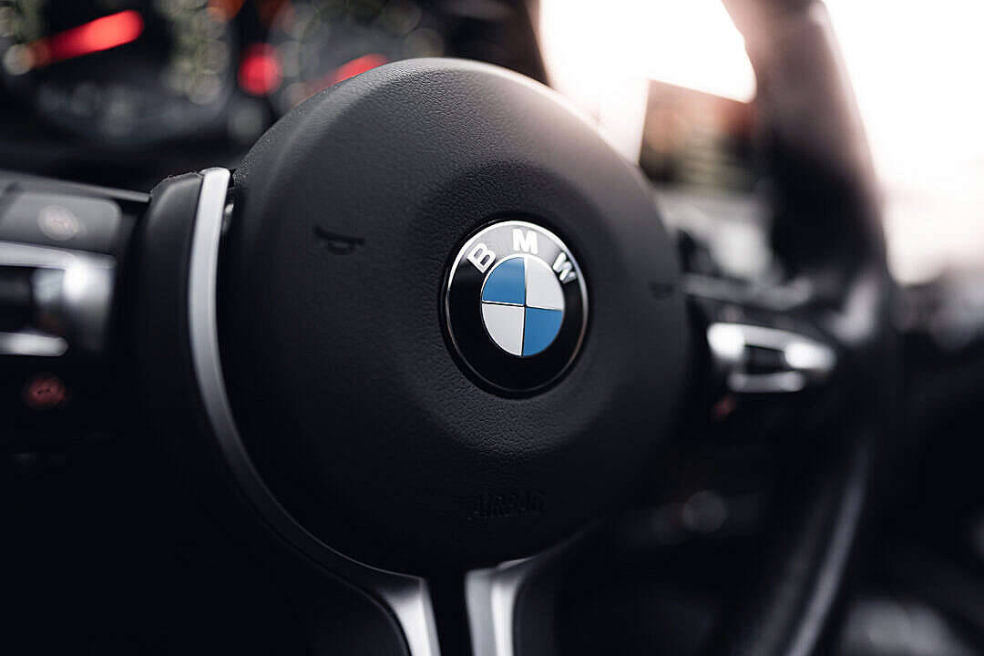 Steering Wheel Of A Black Bmw Car