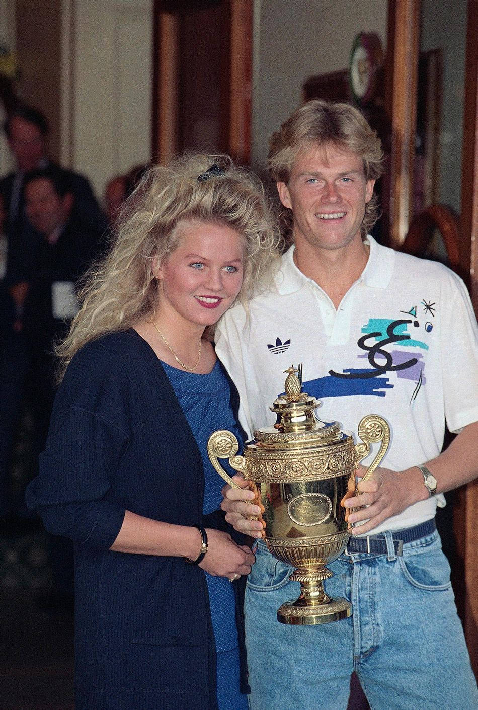 Stefan Edberg With Annette Owens 1988 Wimbledon Trophy Background