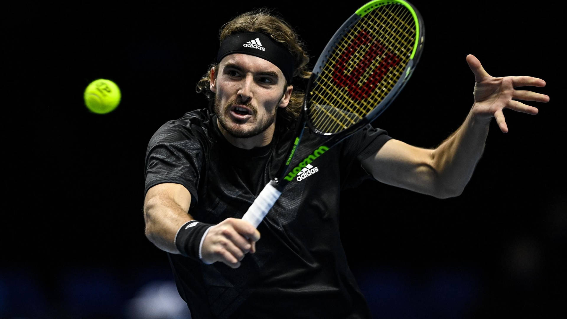 Stefanos Tsitsipas Action-packed Sports Photograph Background