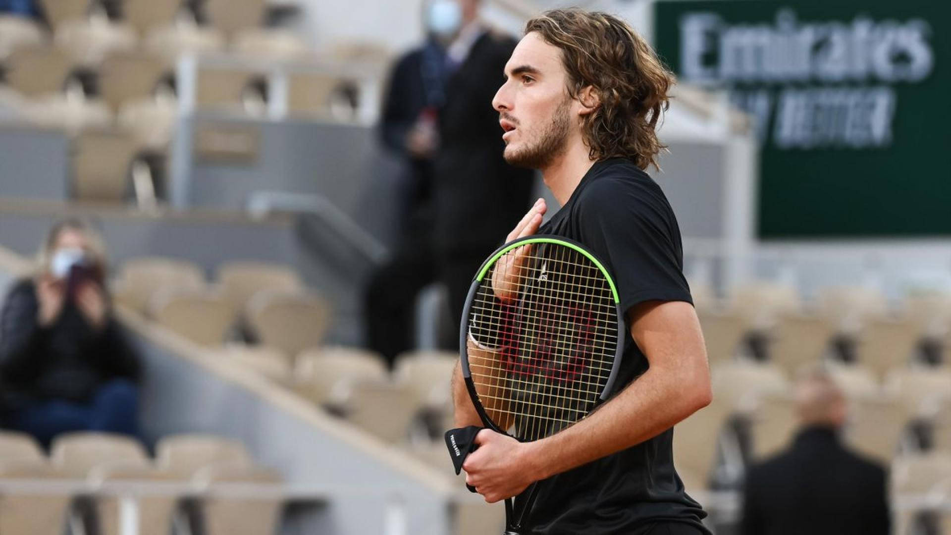 Stefanos Tsitsipas With Hand On Chest