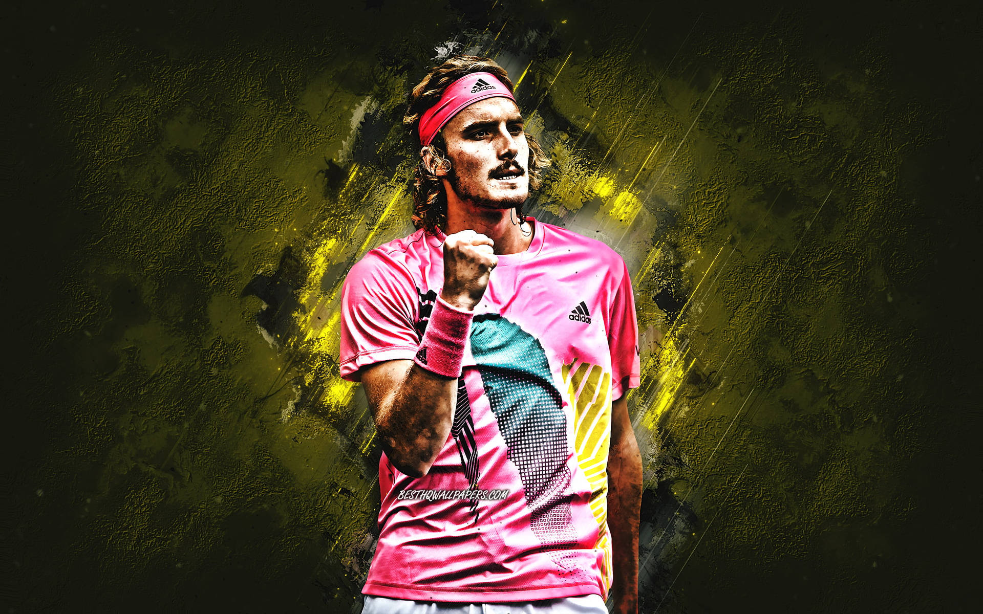 Stefanos Tsitsipas Yellow Fan Art Background