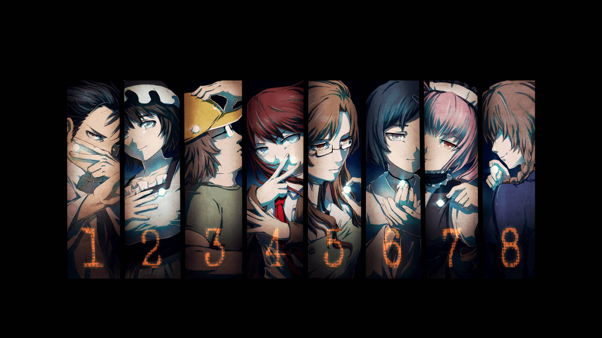 Steins Gate Characters And Numbers Background