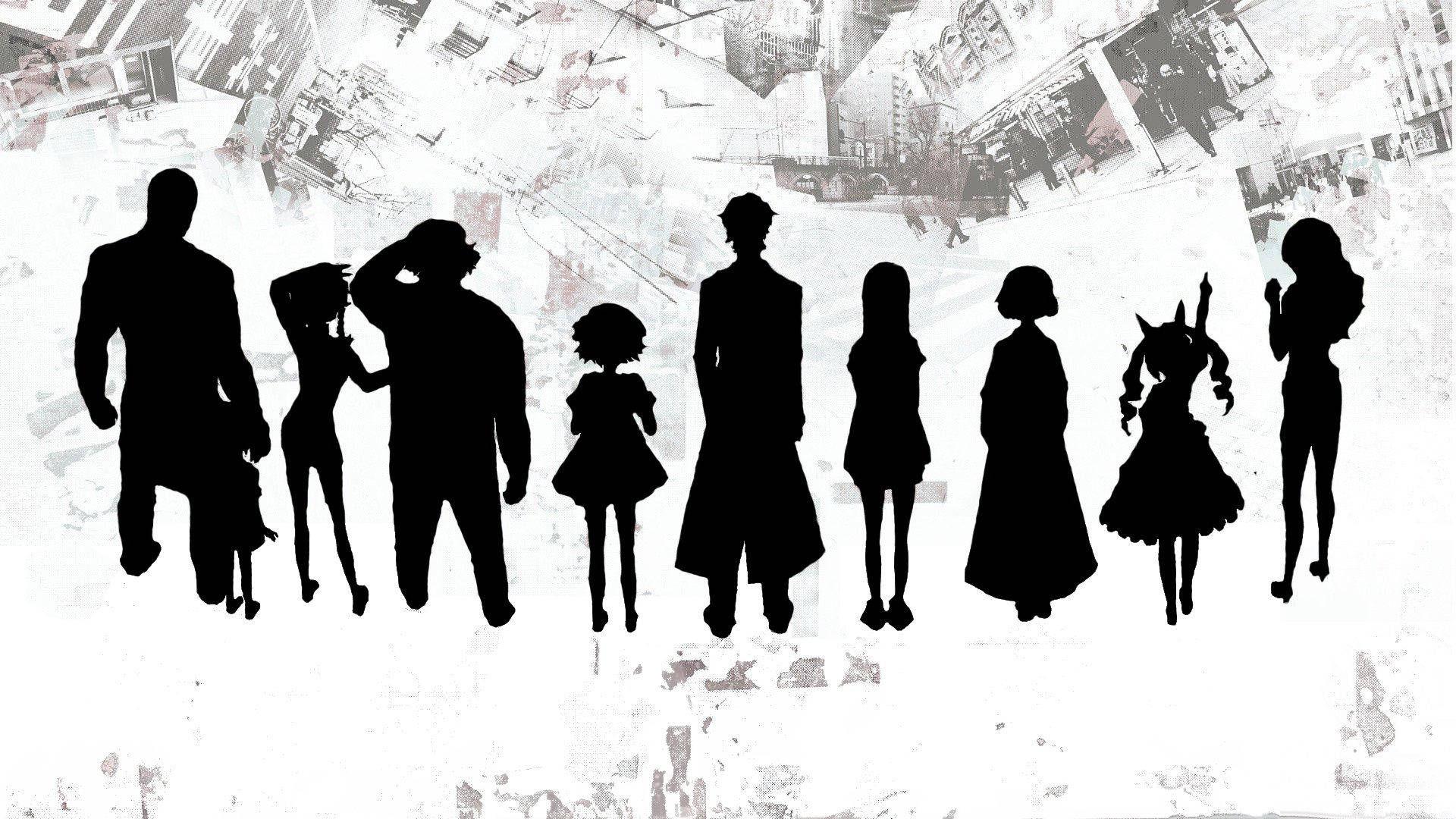 Steins Gate In Black And White Background