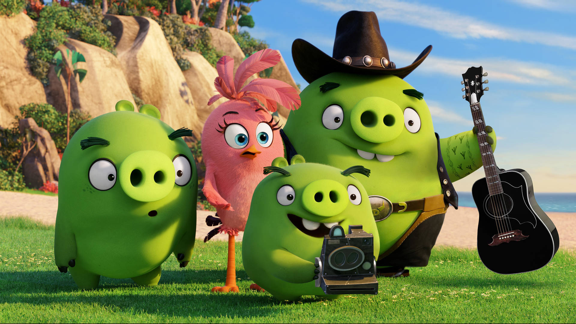 Stella And The Pigs From The Angry Birds Movie Background