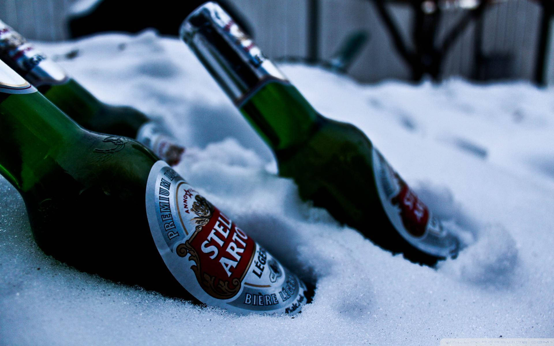 Stella Artois Beers Out In The Cold Background