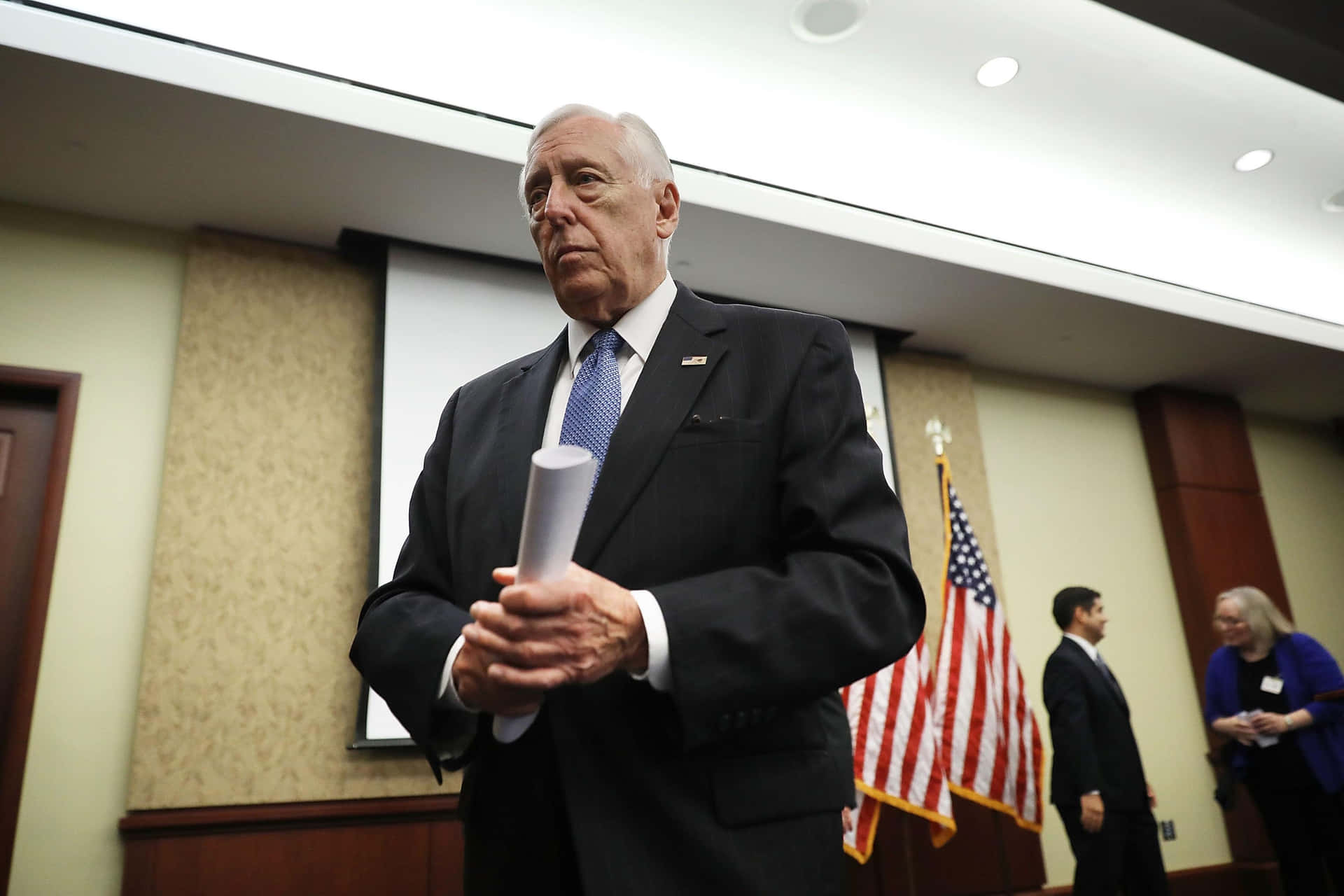 Steny Hoyer Holding A Document Background