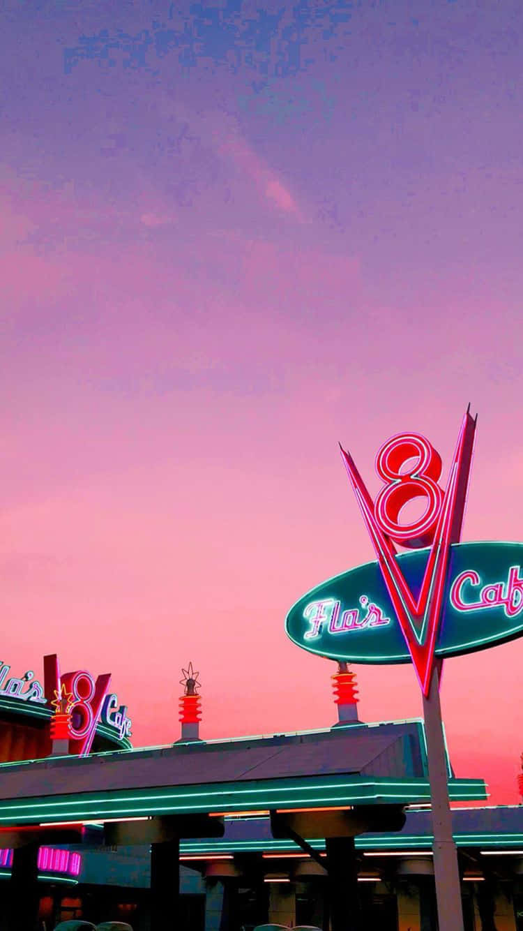 Step Back In Time With This Vibrant Retro Diner Background