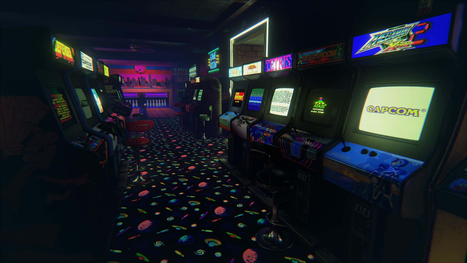 Step Into 80's Nostalgia At An Authentic Retro Arcade! Background
