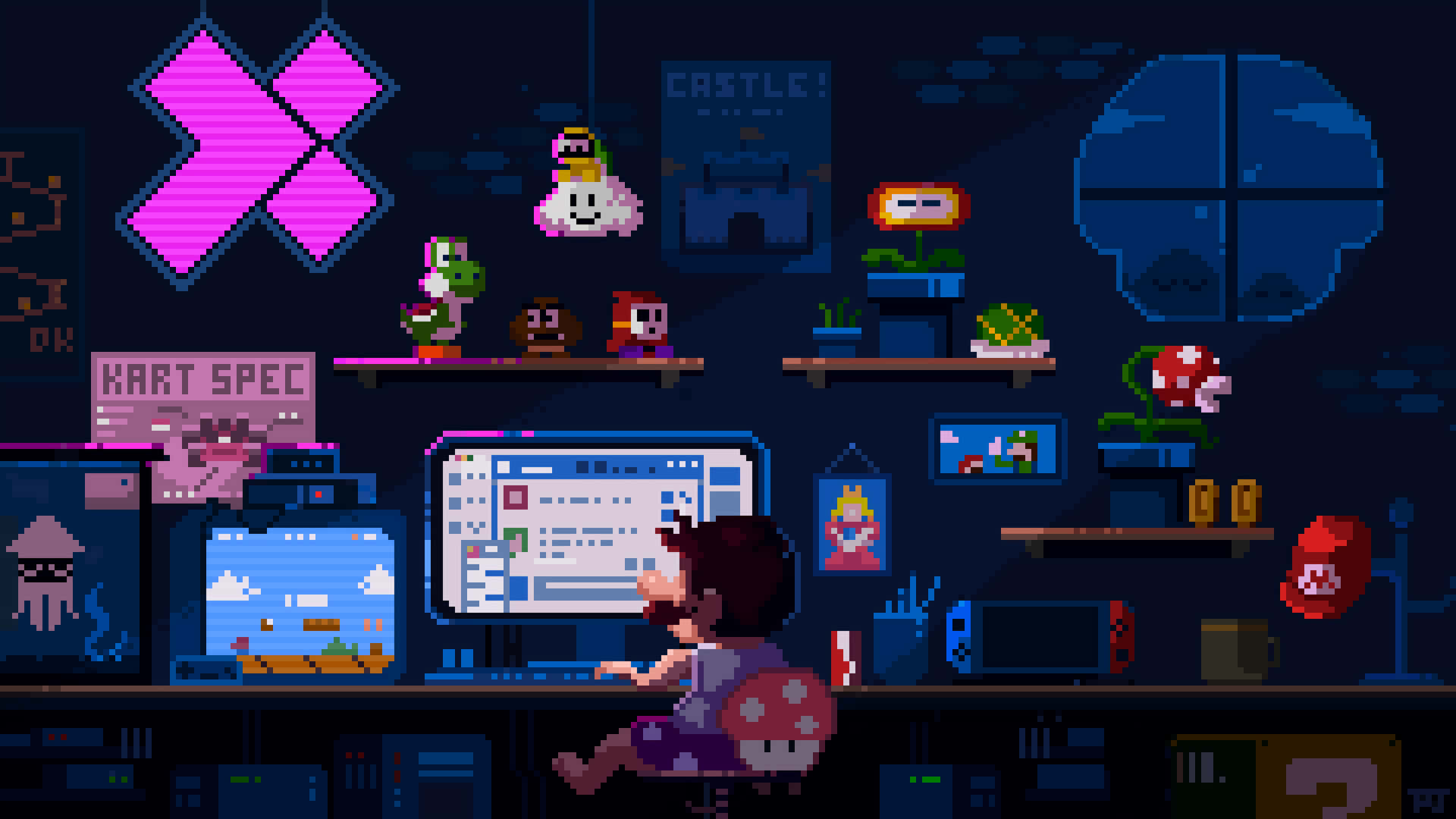 Step Into A World Of Adventure In The Vibrant Pixel Game Background