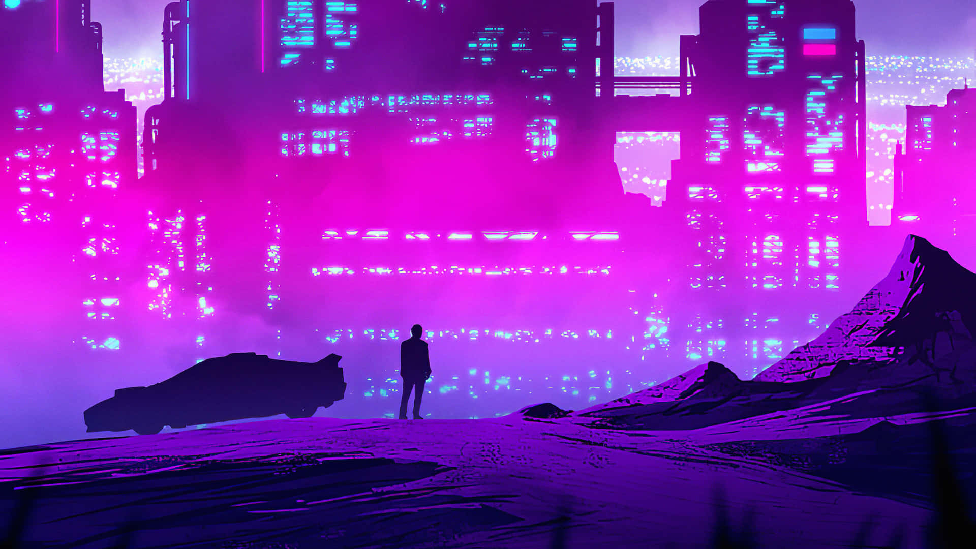 Step Into The Future With Synthwave City Background