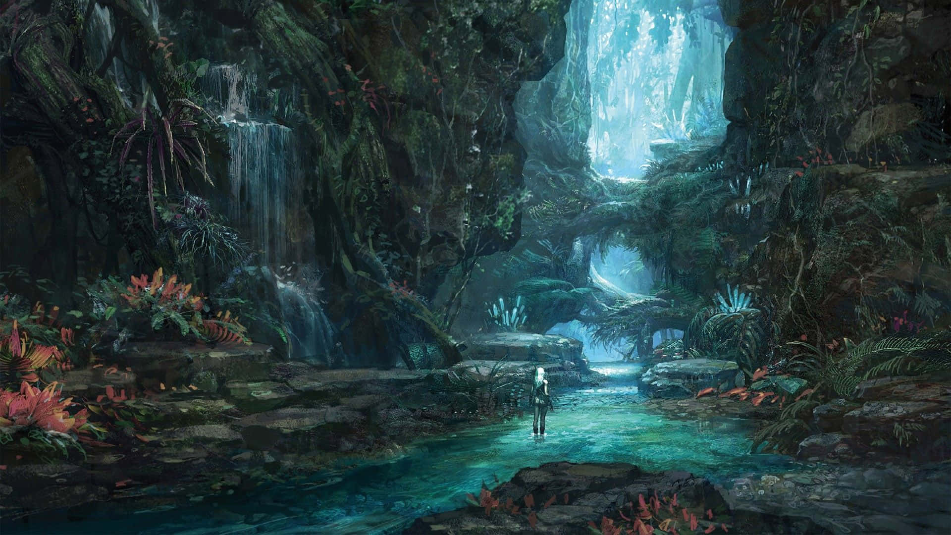 Step Into The Magical World Of Anime Forest Background