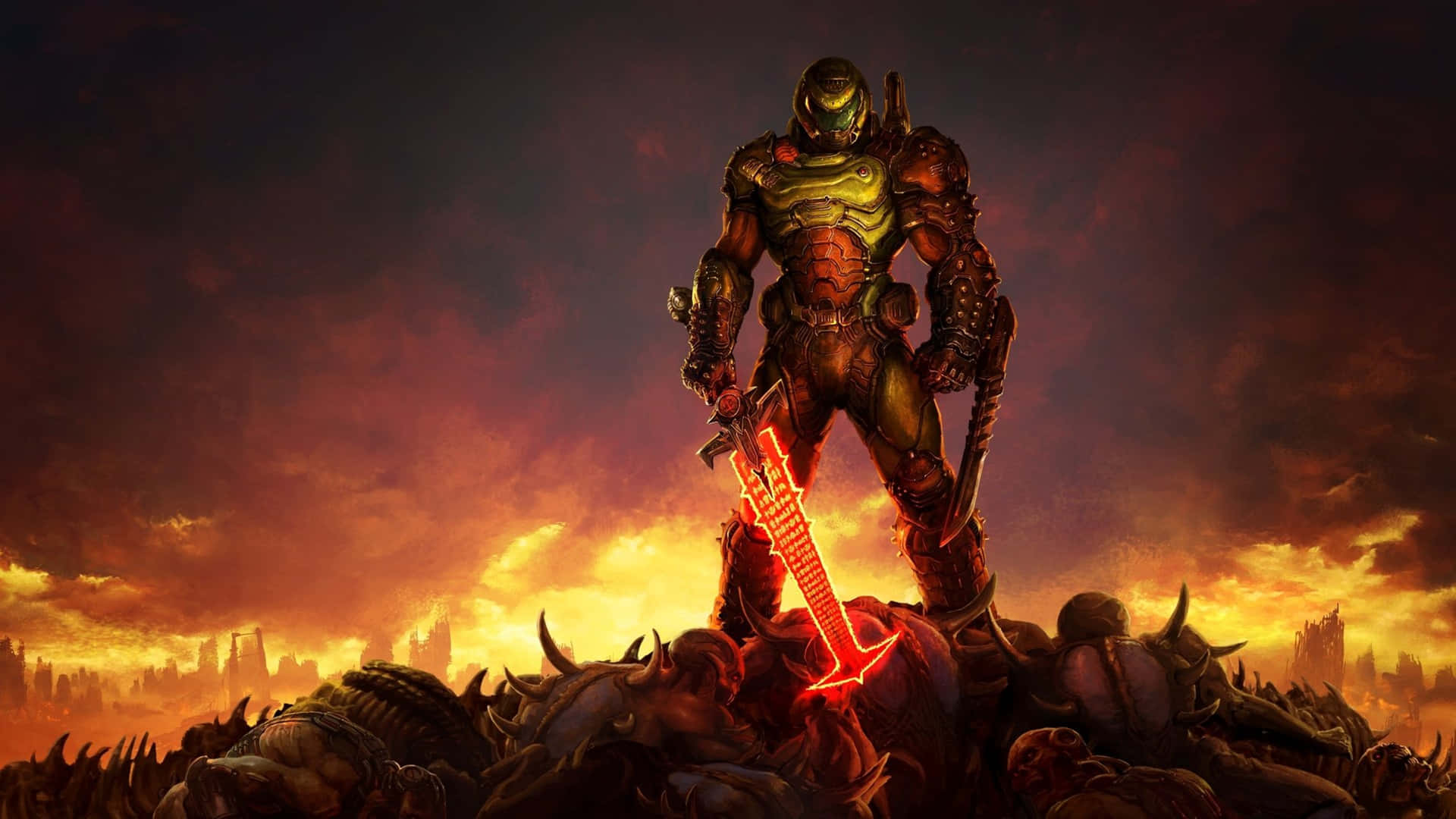 Step Into The World Of Hell With Doom Eternal 4k Background