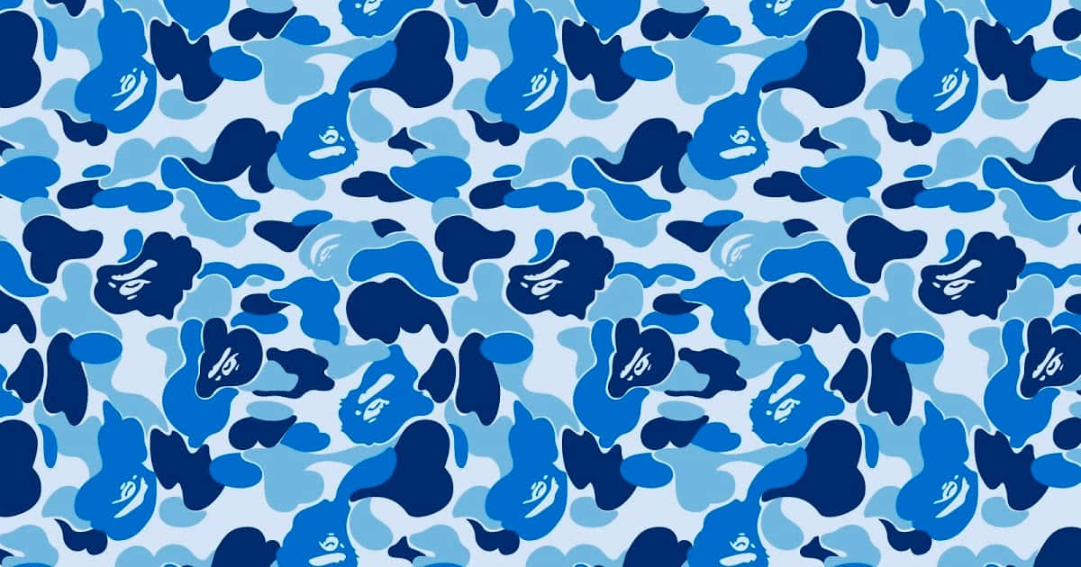 Step Out In Style In This Iconic Blue Bape Camo Background