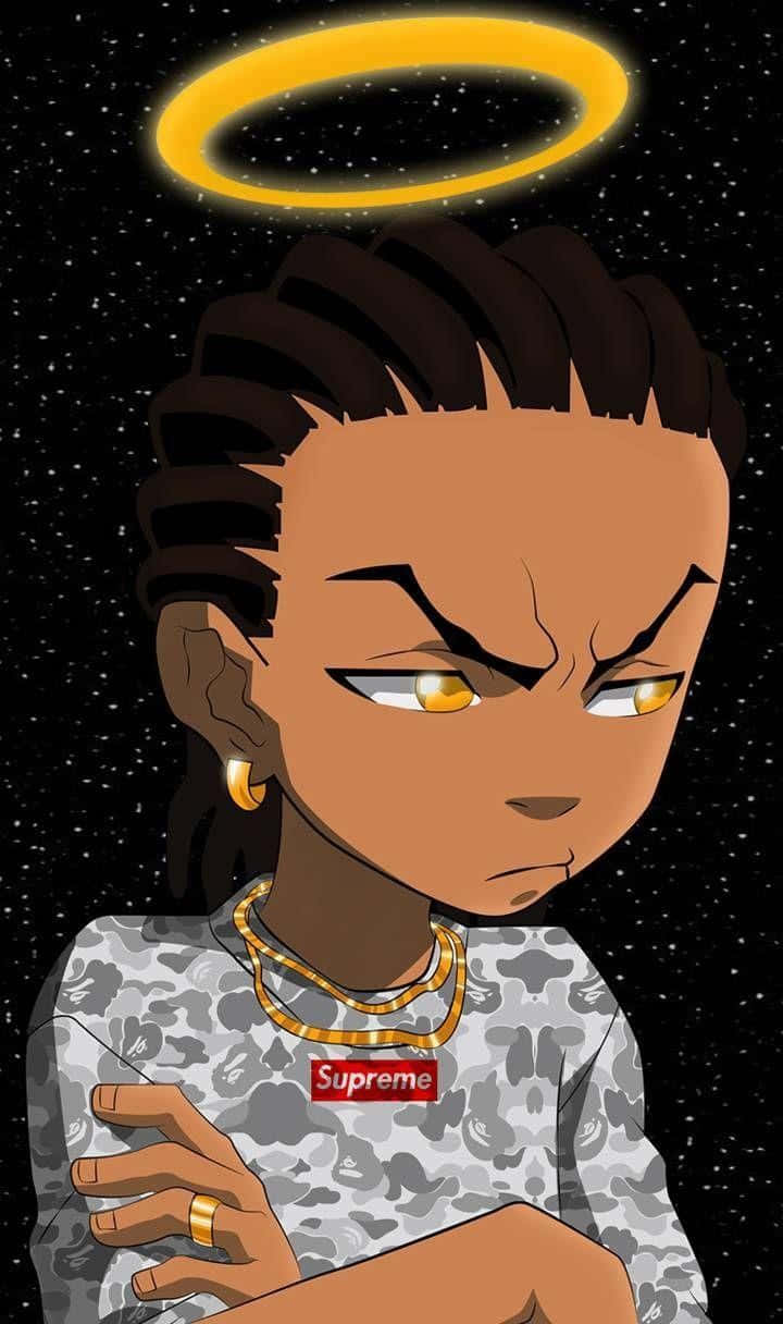 Step Up Your Wardrobe Game With Top-quality Bape Apparel From Boondocks Background
