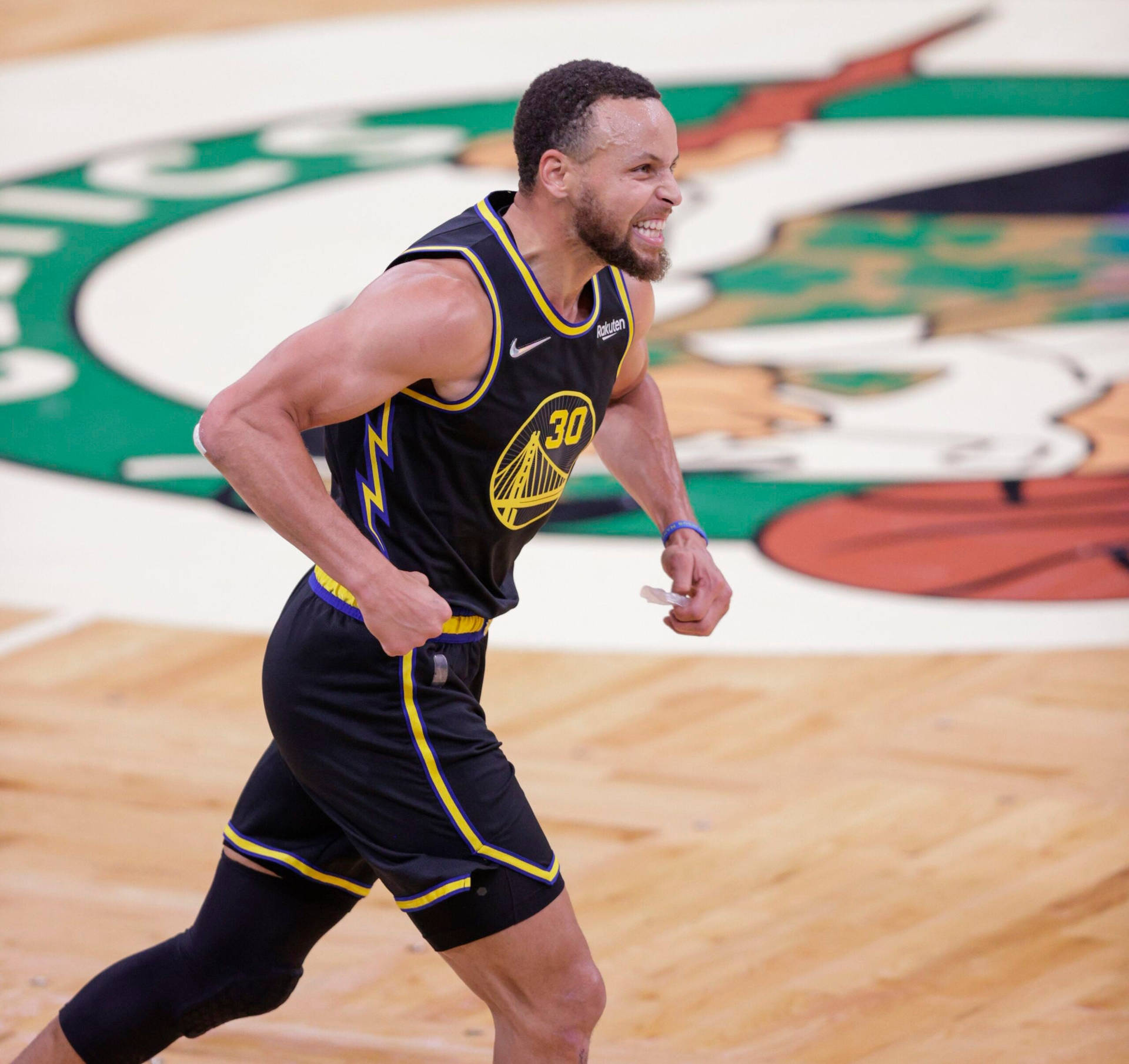 Steph Curry Running While Celebrating Background