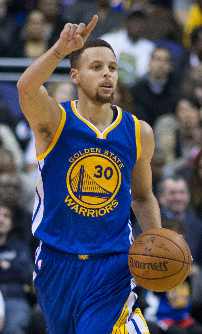 Steph Curry Running With Ball In One Hand Background
