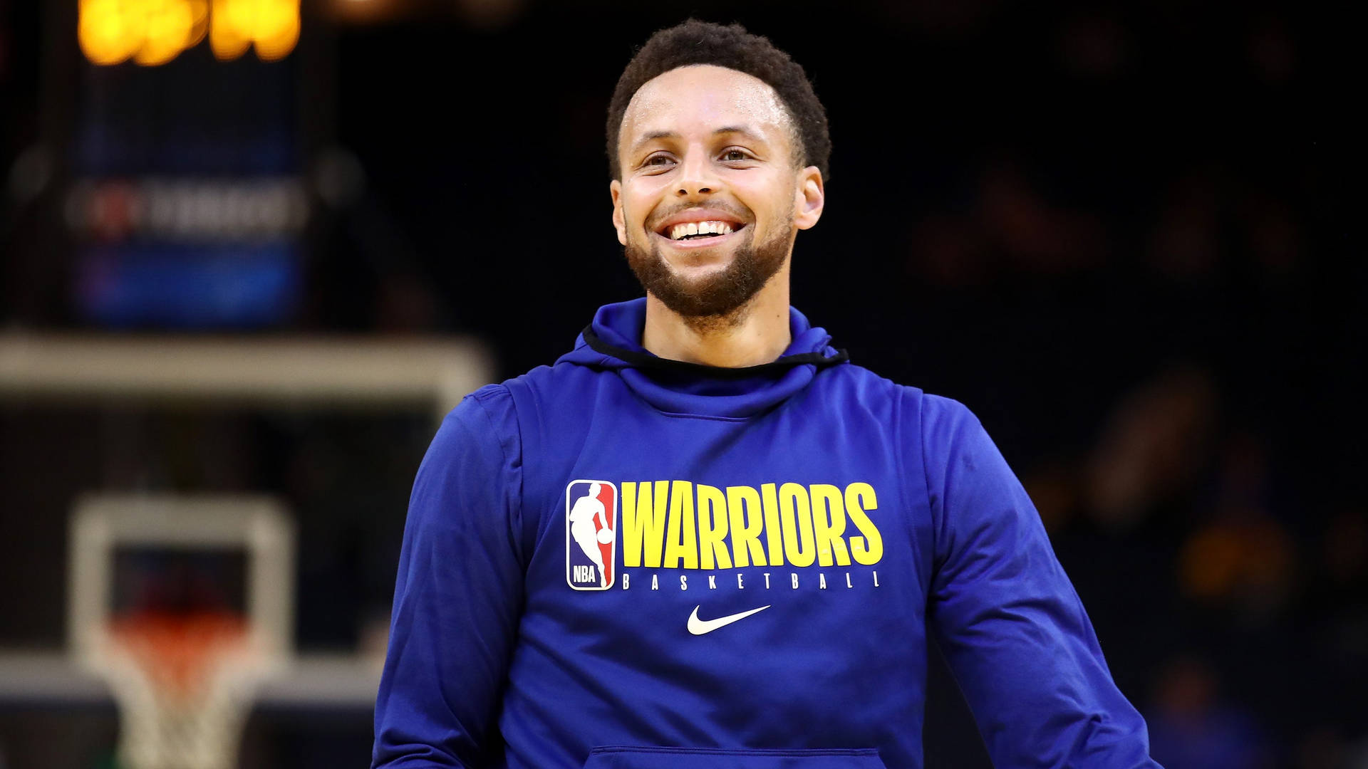 Steph Curry With Blue Hoodie Background