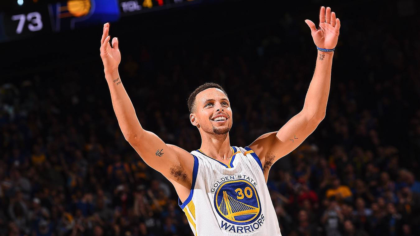 Steph Curry With Hands Up Background