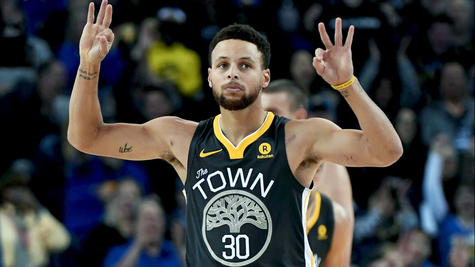 Stephen Curry 4k Making Hand Gestures Background