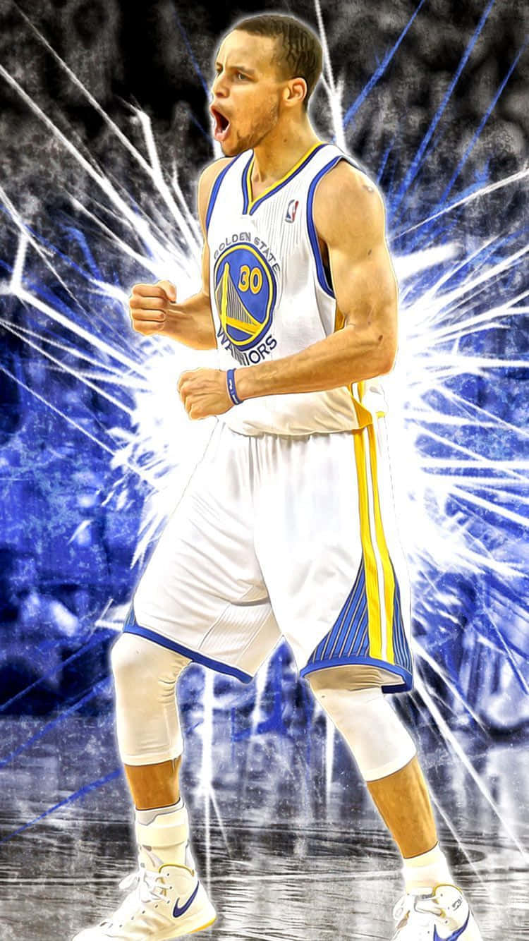 Stephen Curry Looking Cool In Blue Background