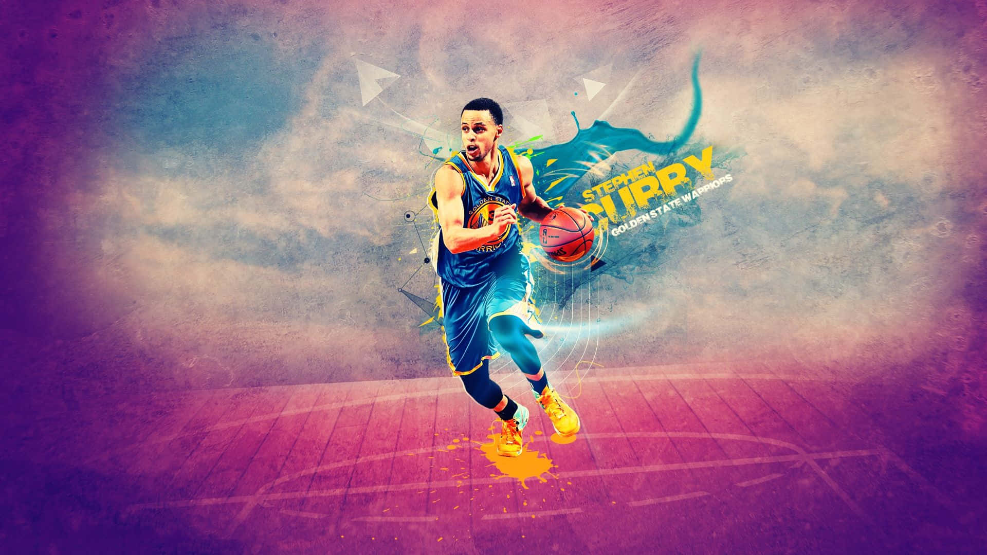 Stephen Curry Looks Cool During A Basketball Dunk Background