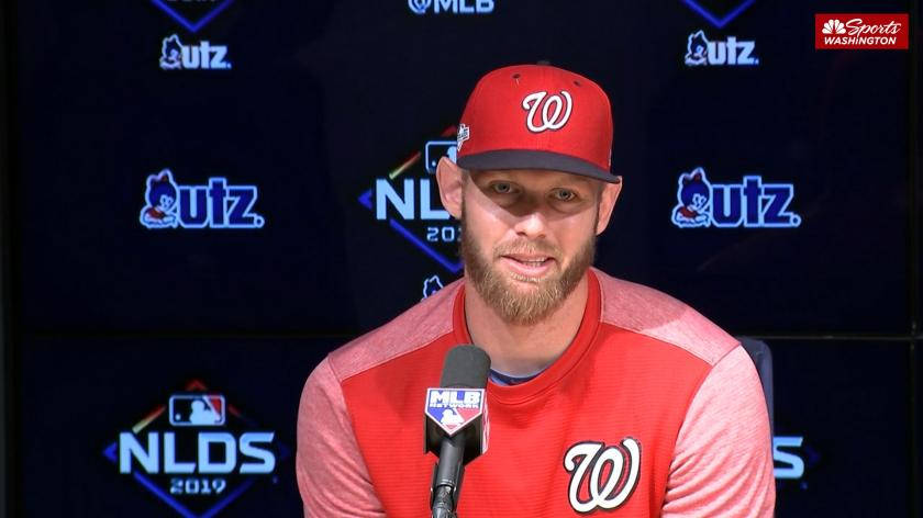 Stephen Strasburg Being Interviewed By Reporters Background