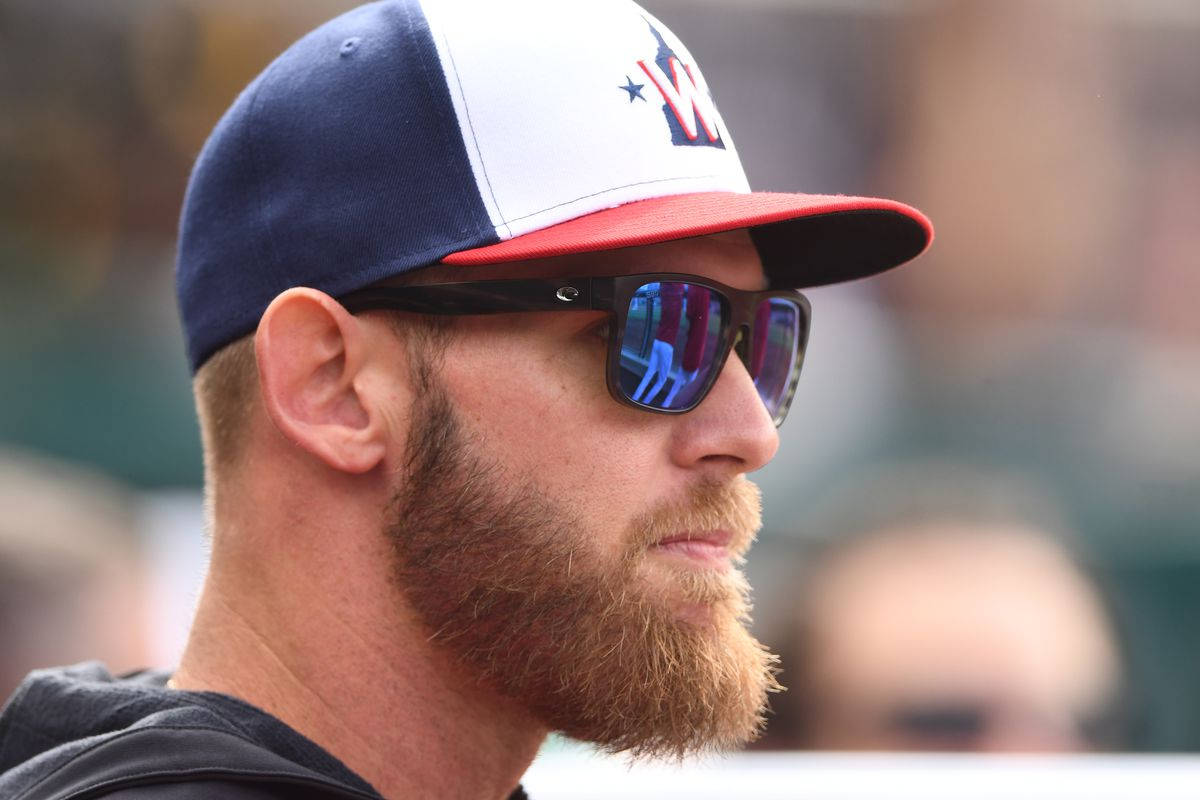 Stephen Strasburg Close-up Shot With A Sunglass Background