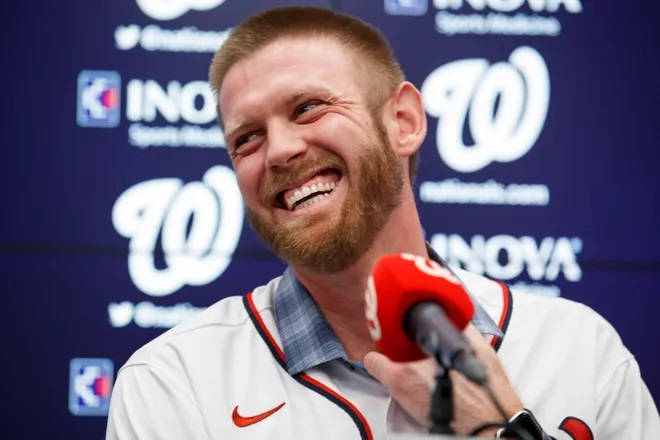 Stephen Strasburg Laughing While Being Interviewed Background