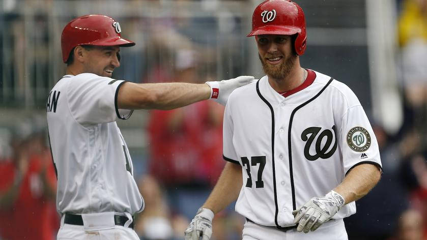 Stephen Strasburg With Teammate Laughing Background