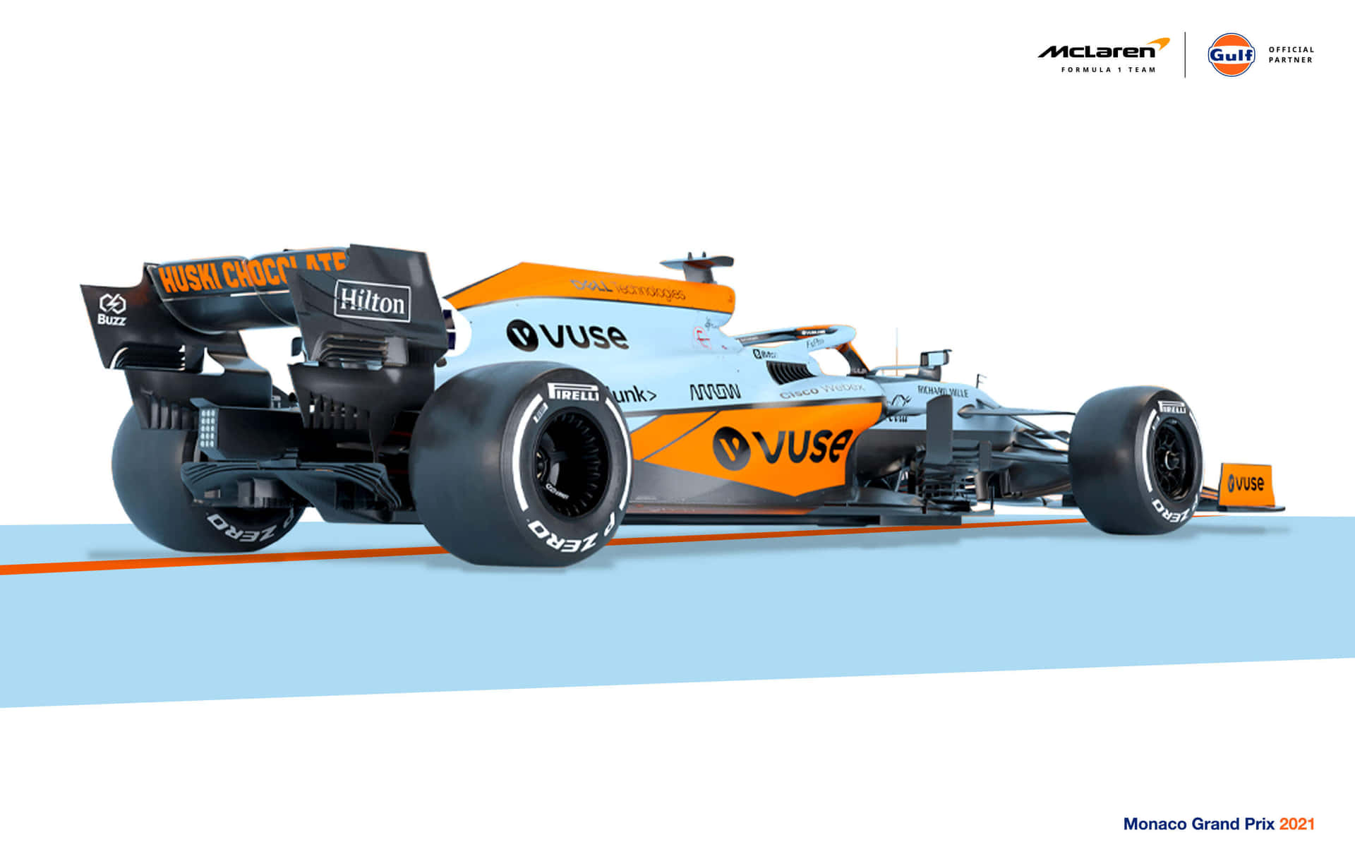 Stepping Onto The Podium With Mclaren Formula 1 Background