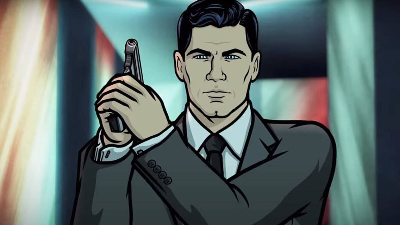 Sterling Archer Brandishing A Firearm Background